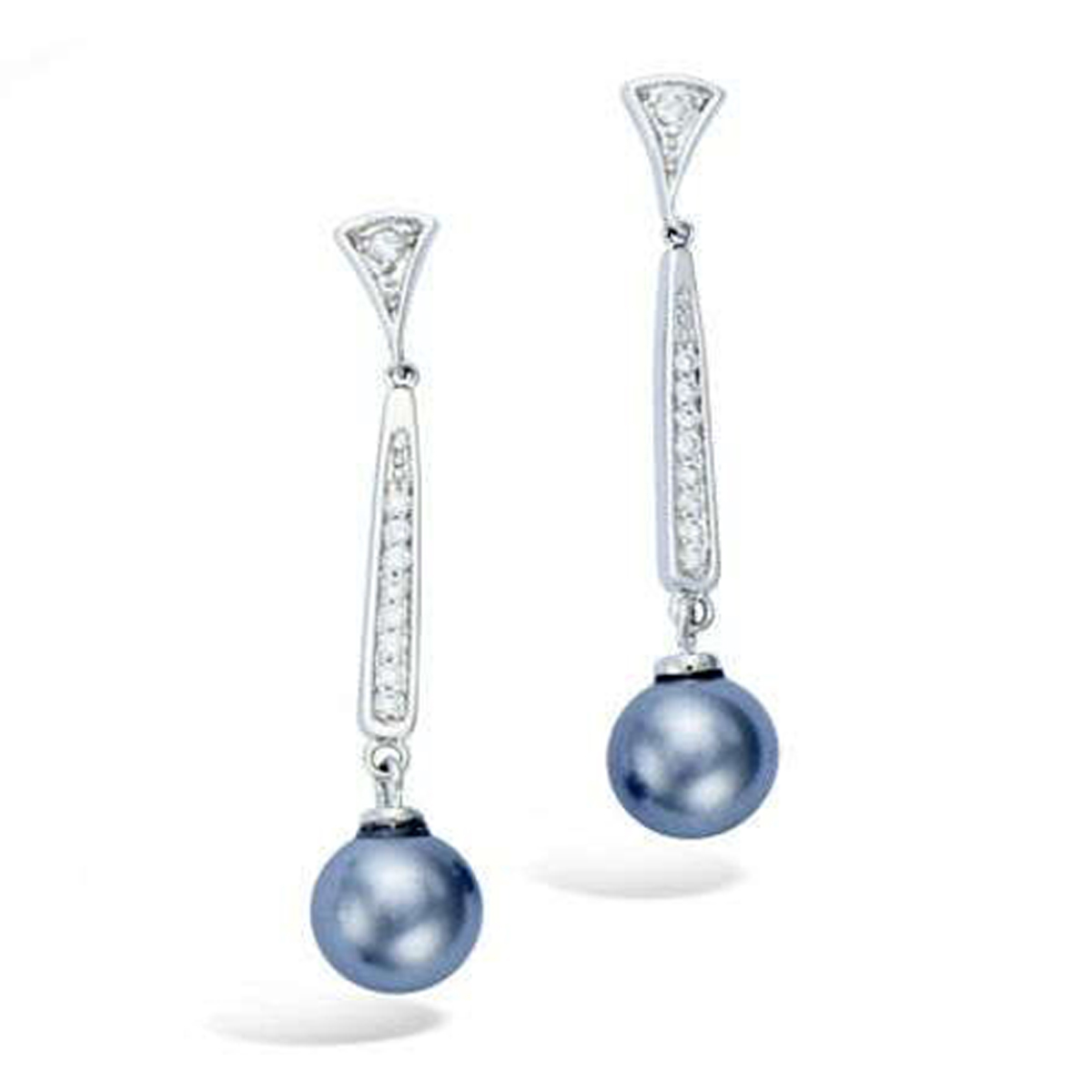 Boucles Argent \'Sissi\' gris argenté (rhodié) - 30x8 mm - [L7454]