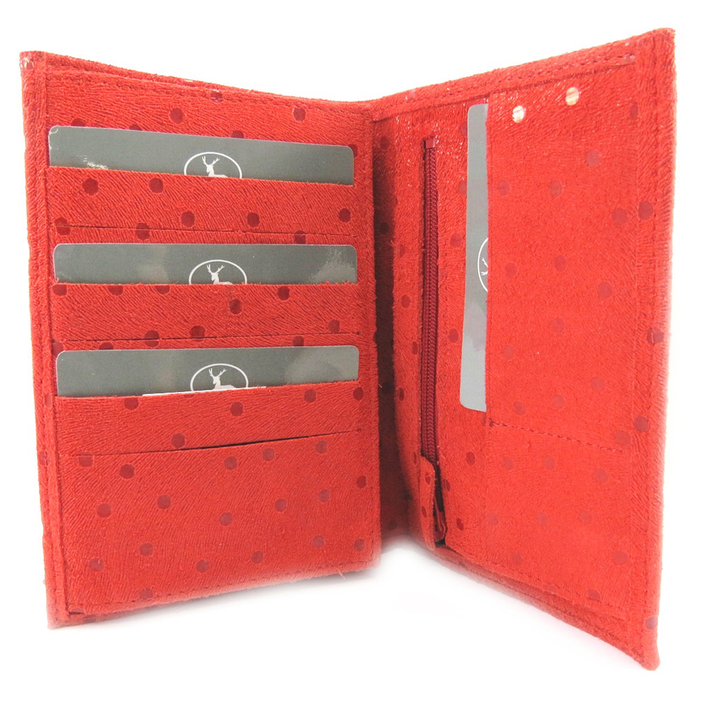 Portefeuille Cuir \'Frandi\' rouge petits pois (cartes +) - [L7566]