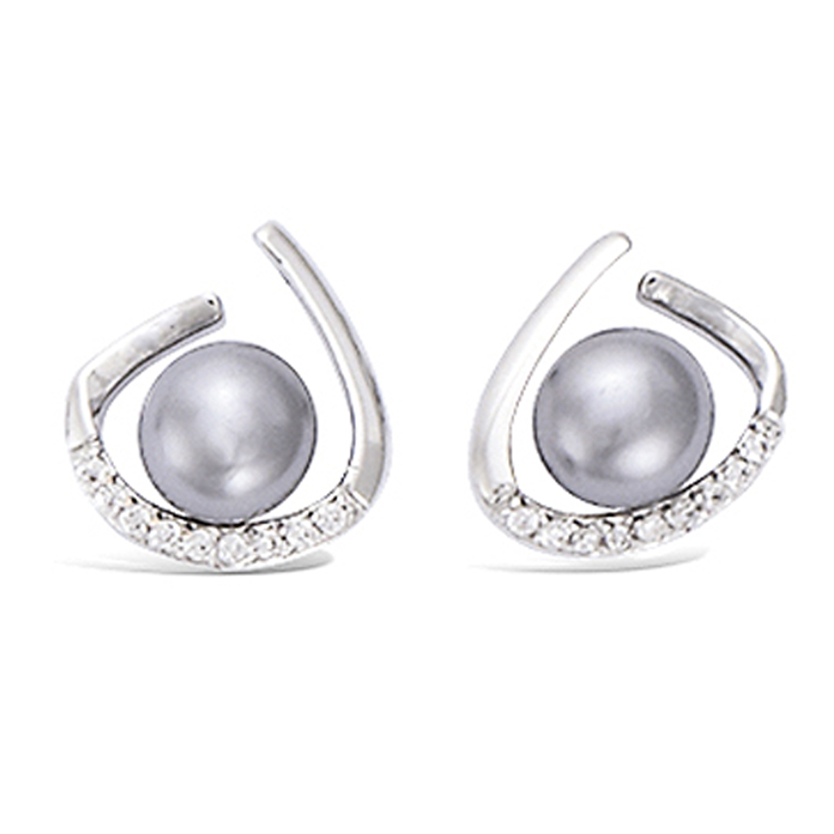 Boucles Argent \'Sissi\' gris argenté (rhodié) - 13x12 mm - [L7682]
