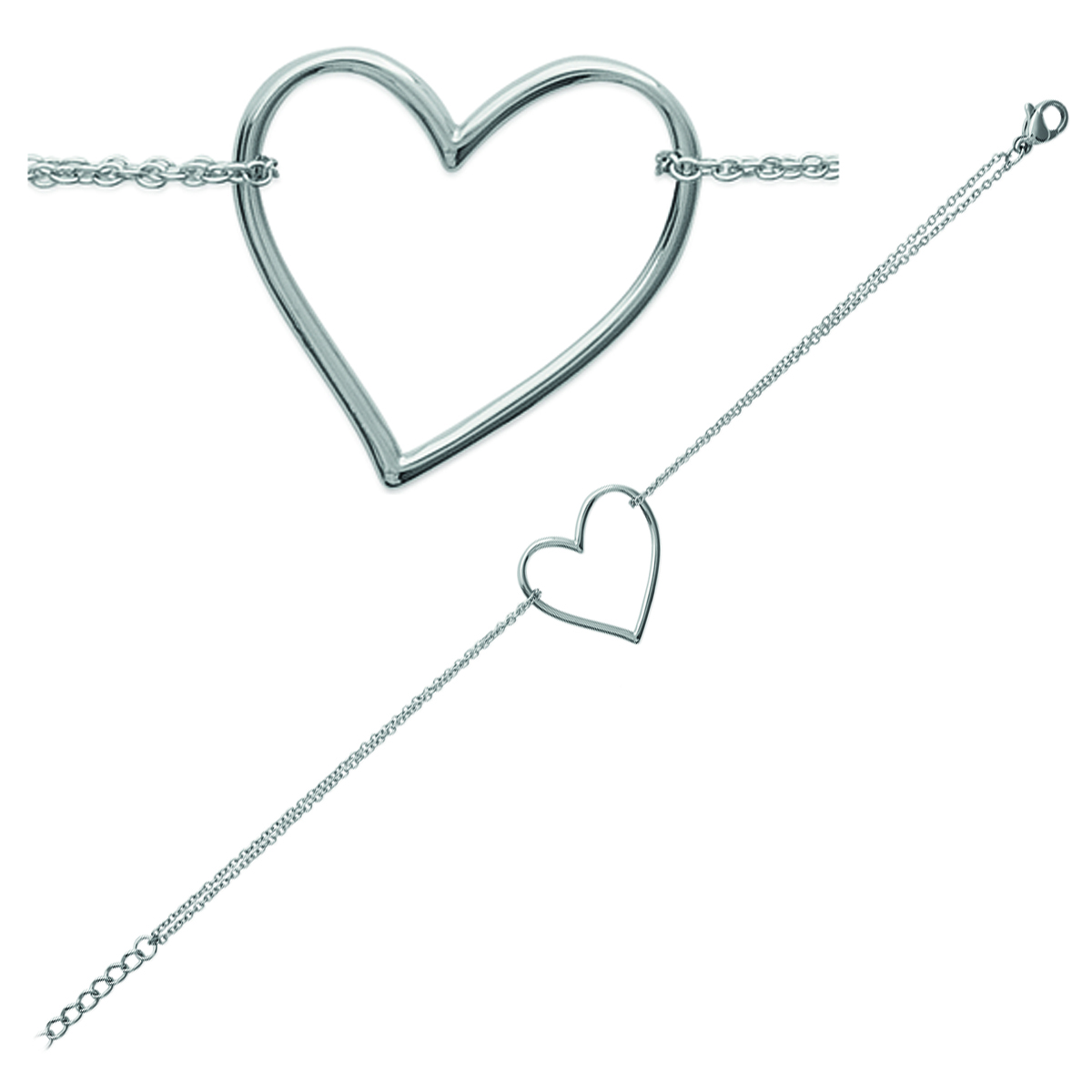 Bracelet Acier \'Love\' argenté - 21x21 mm - [L7860]