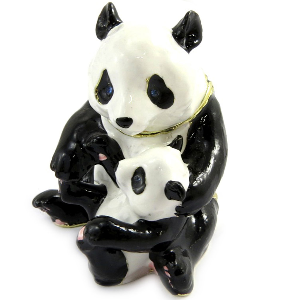 Coffret à Bijoux \'Famille Panda\' blanc noir - [L9201]