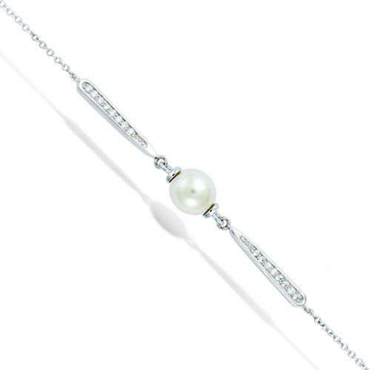 Bracelet Argent \'Sissi\' blanc argenté (rhodié) - 8 mm - [L9504]