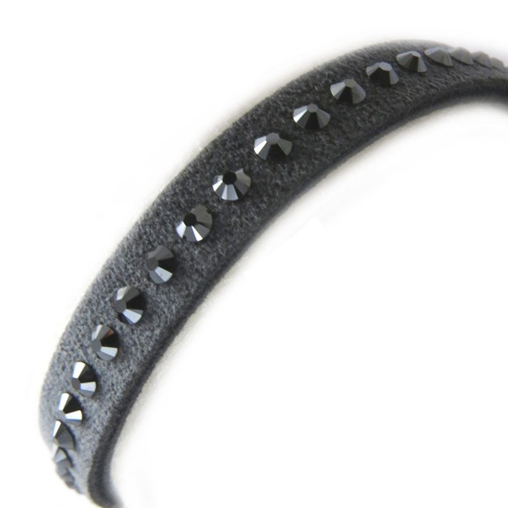Bracelet créateur \'Déesse\' gris noir (Crystal) 7 mm - [L9786]