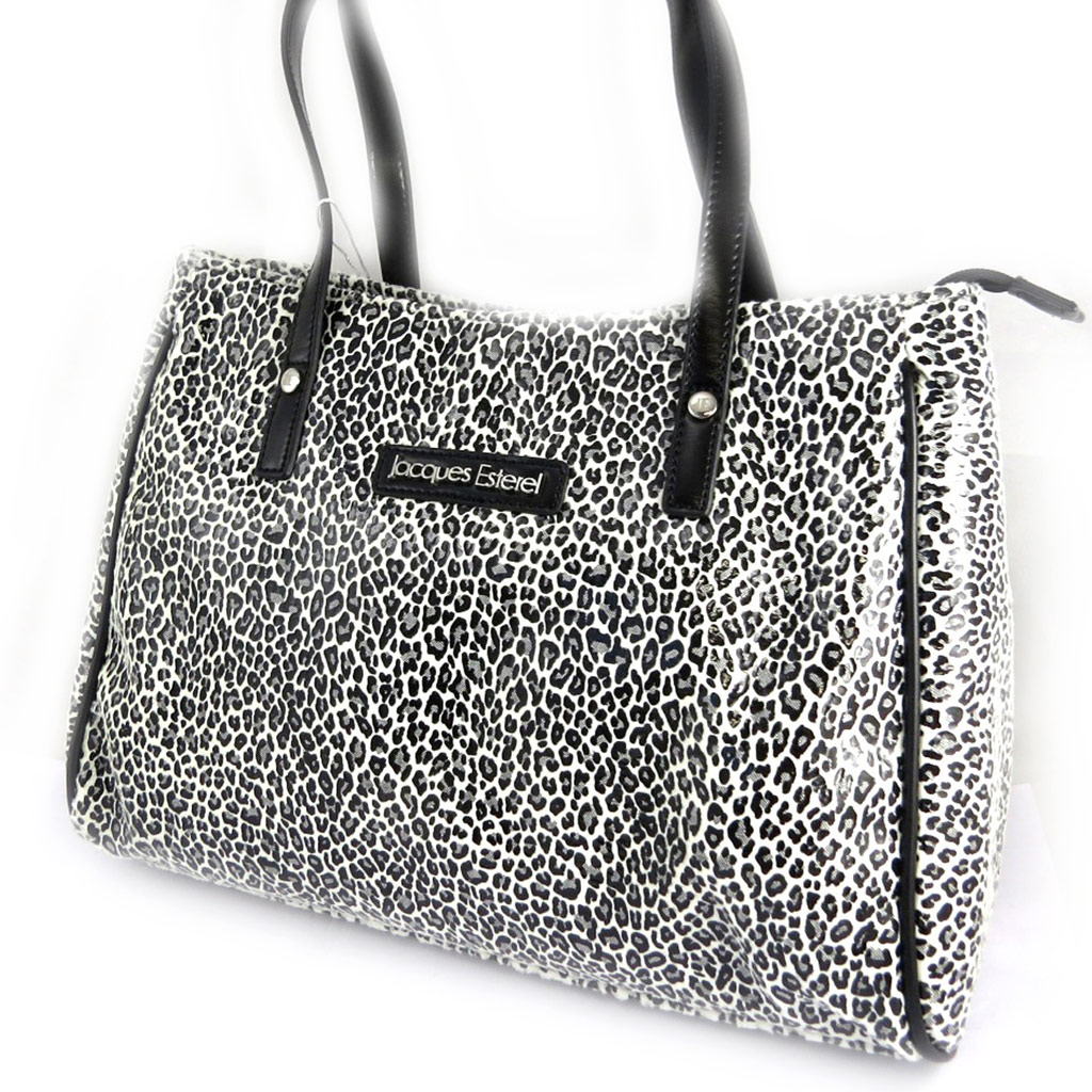 Sac créateur \'Jacques Esterel\' blanc noir léopard - [M0133]