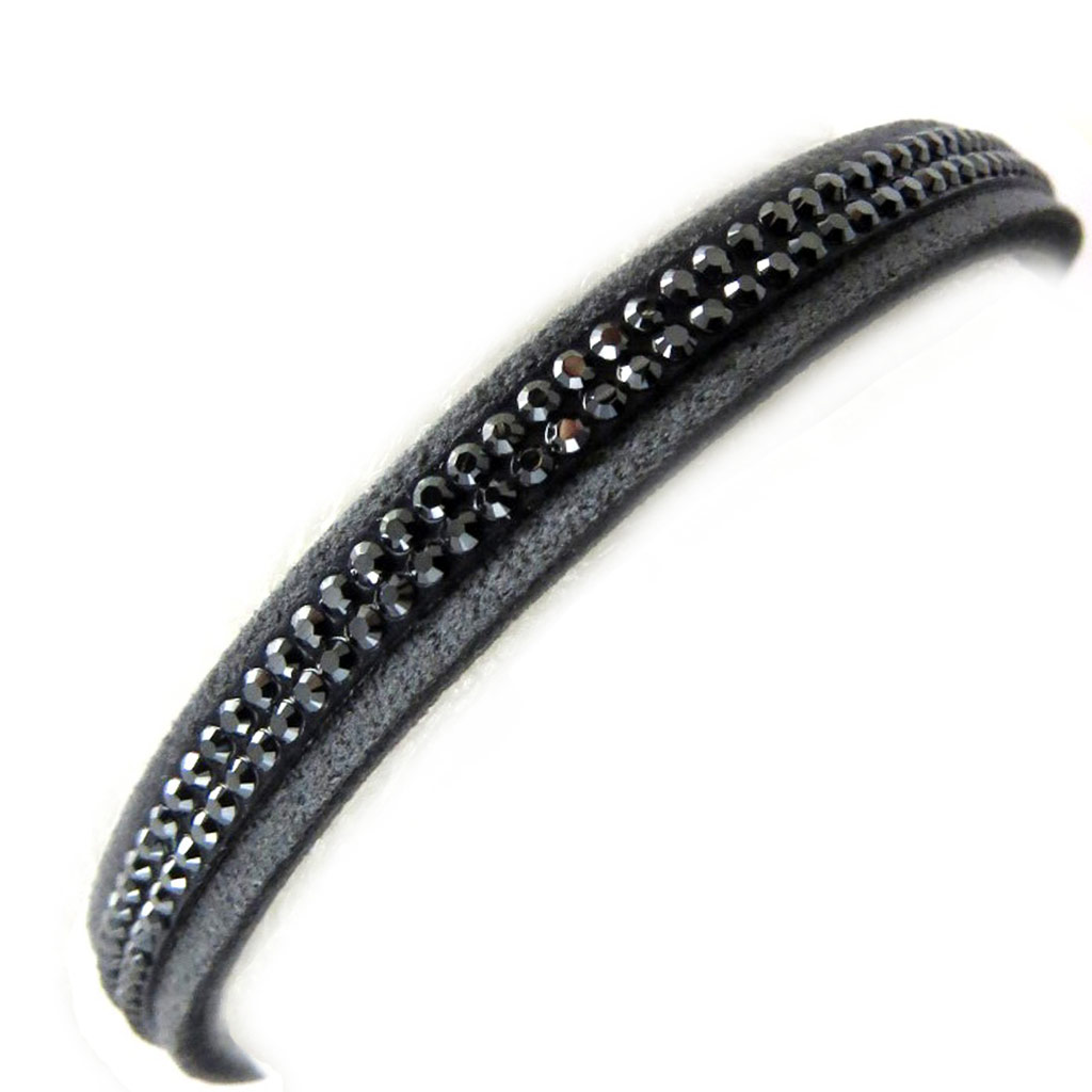 Bracelet créateur \'Déesse\' gris noir (Crystal) 7 mm - [M0611]