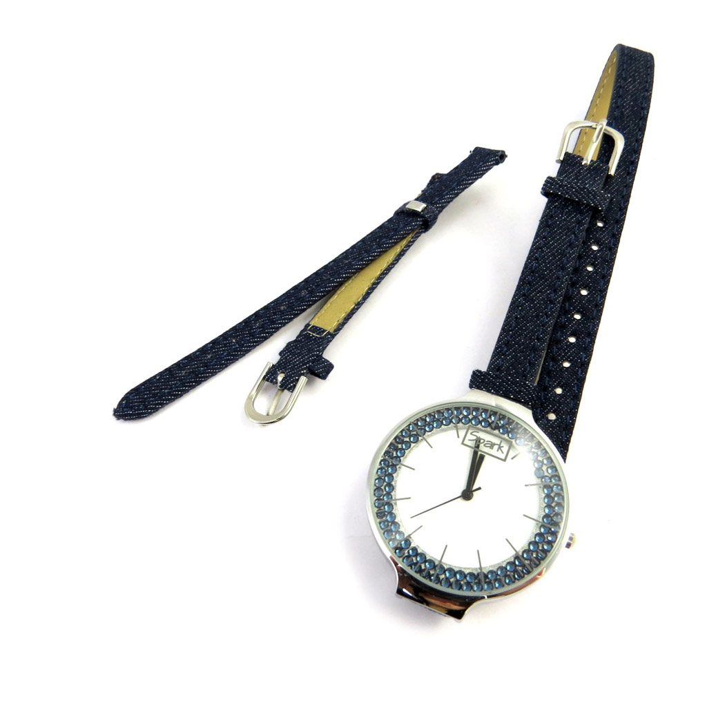 Montre double \'Sissi\' bleu Jean - [M1778]