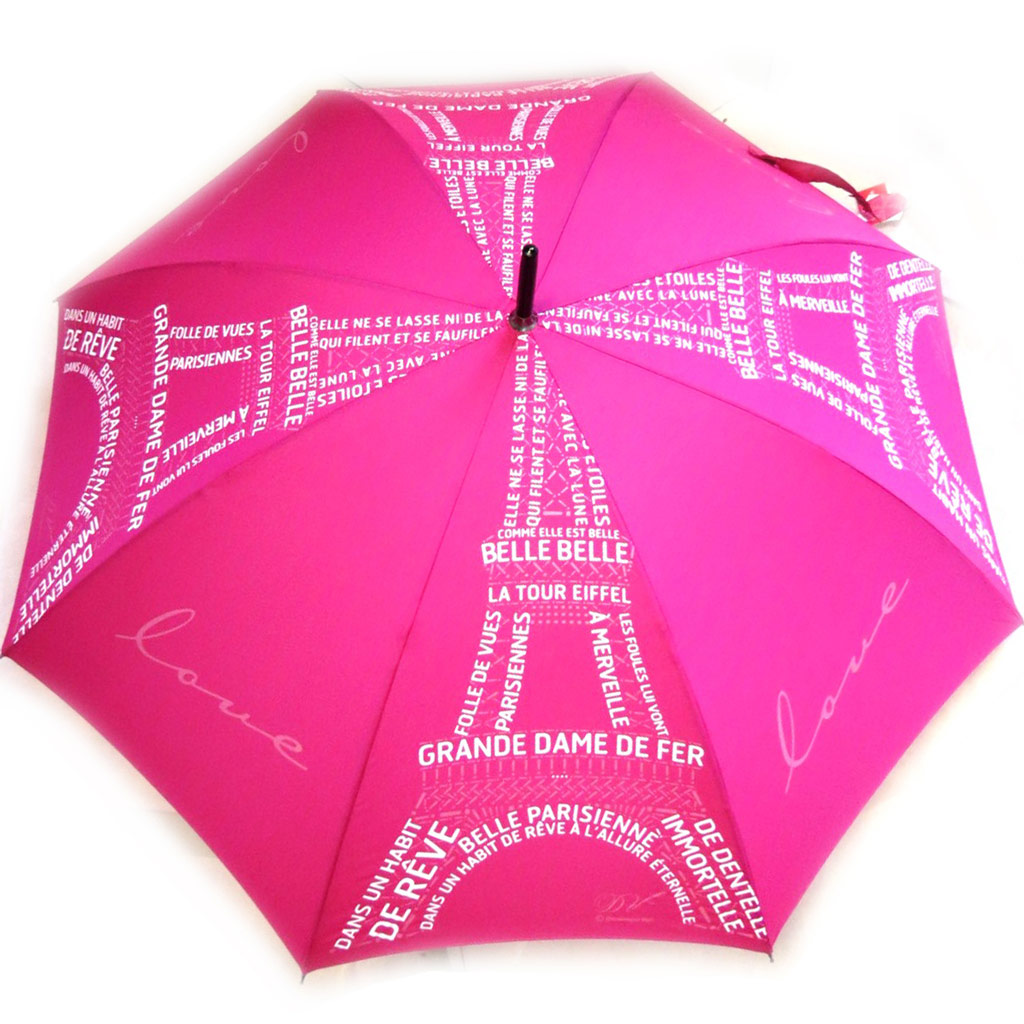 Parapluie canne Neyrat \'Tour Eiffel\' rose (Dominique Vari) - [M2619]