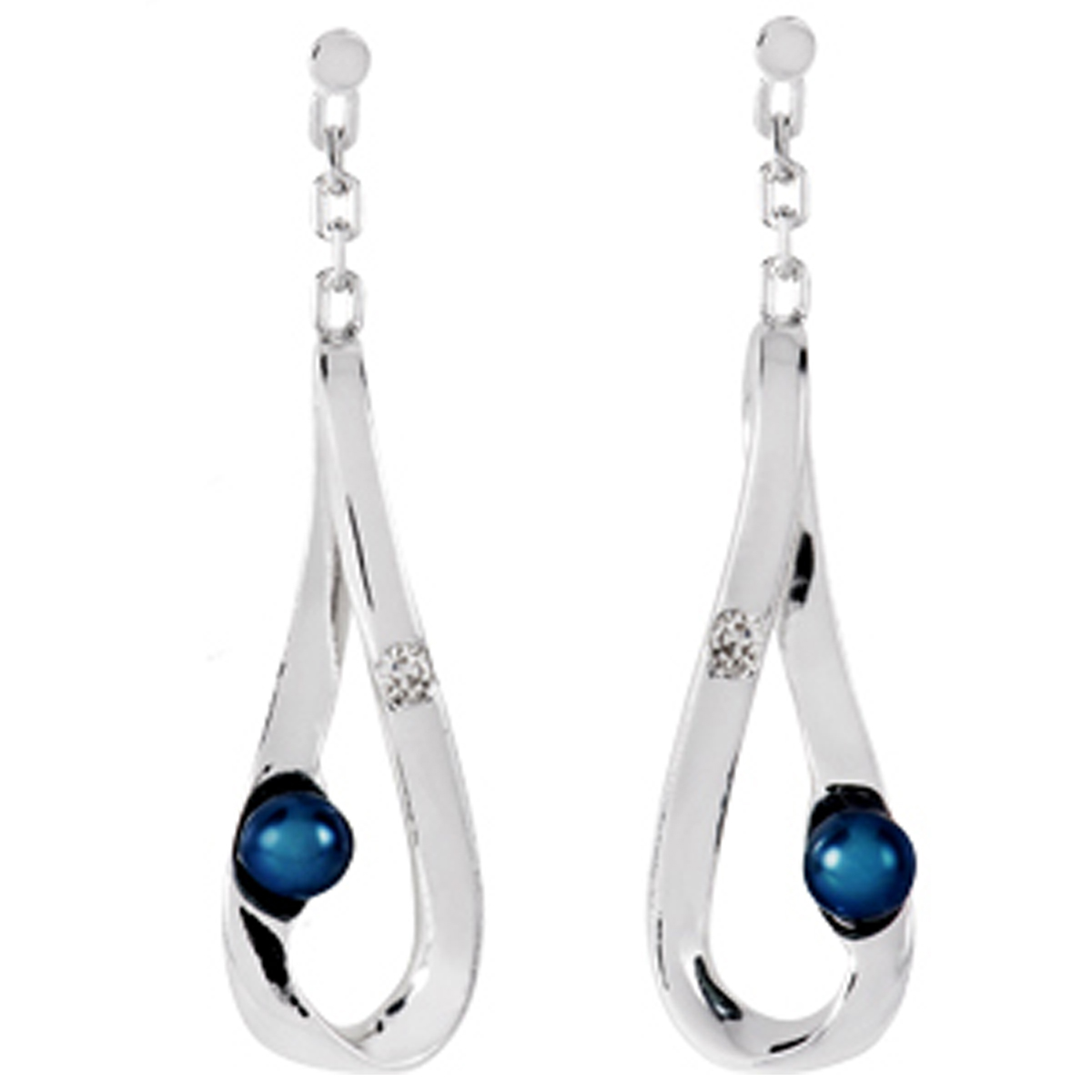 Boucles Argent \'Sissi\' Gris  - [M2726]