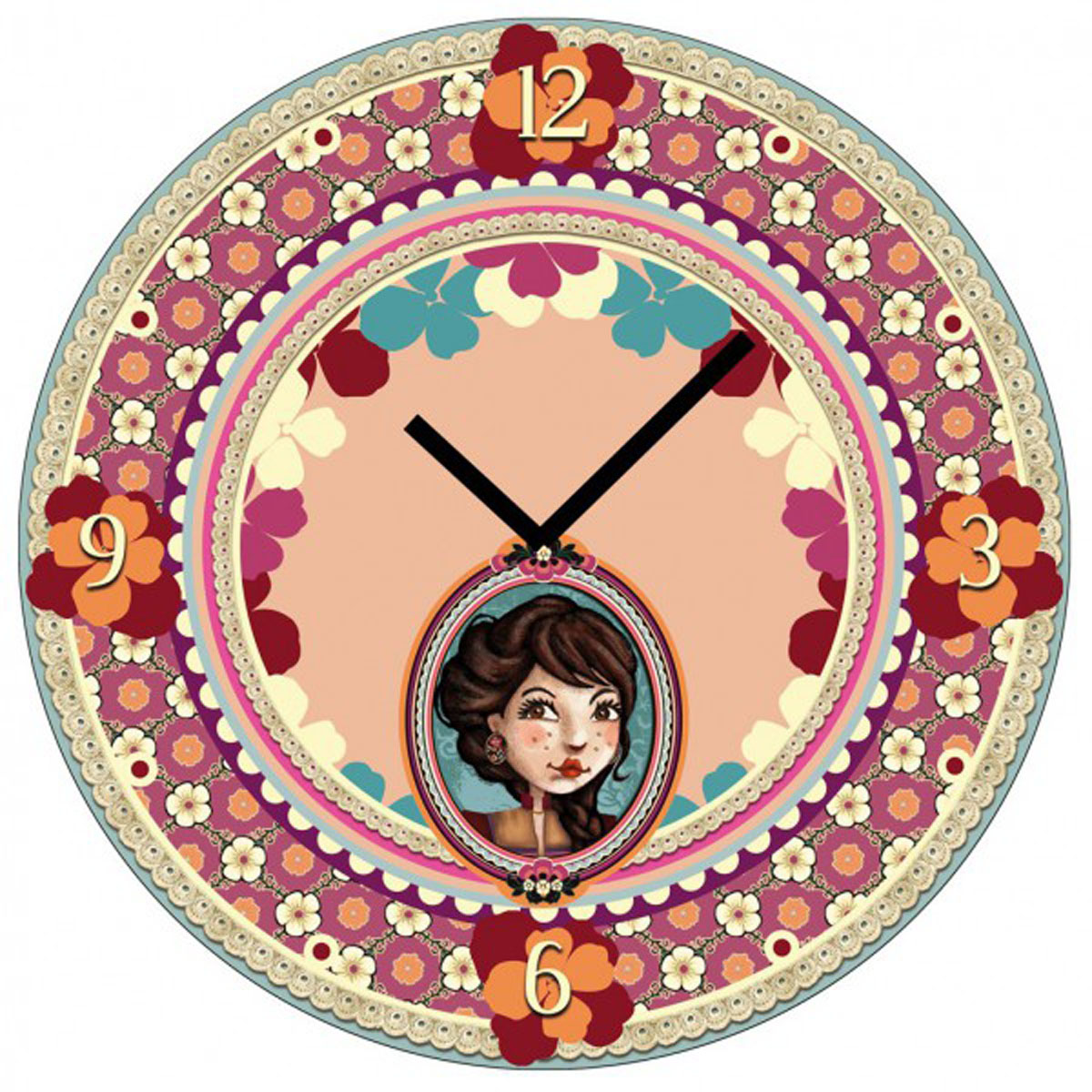 Horloge Murale verre \'Lili Petrol\' beige rose (Emily) - 30 cm - [M3369]
