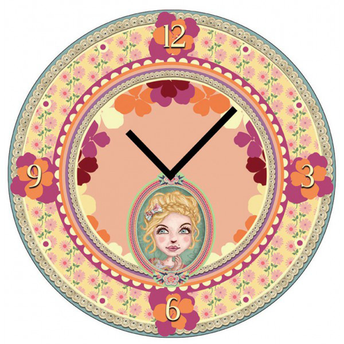 Horloge Murale verre \'Lili Petrol\' beige rose (Chloé) - 30 cm - [M3394]