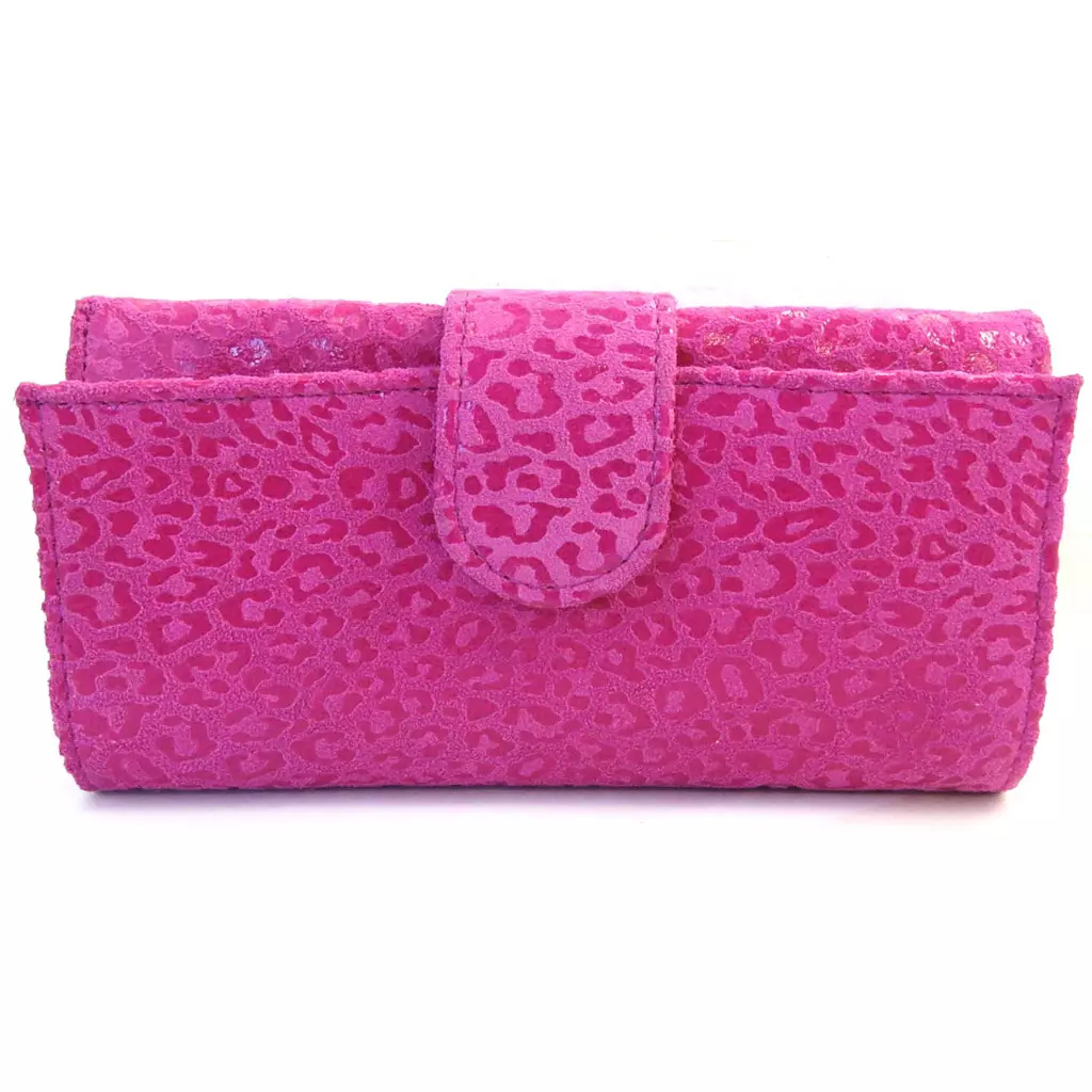 les trésors de lily Grand porte monnaie Cuir 'Frandi' rose fuschia (léopard) [M3481]