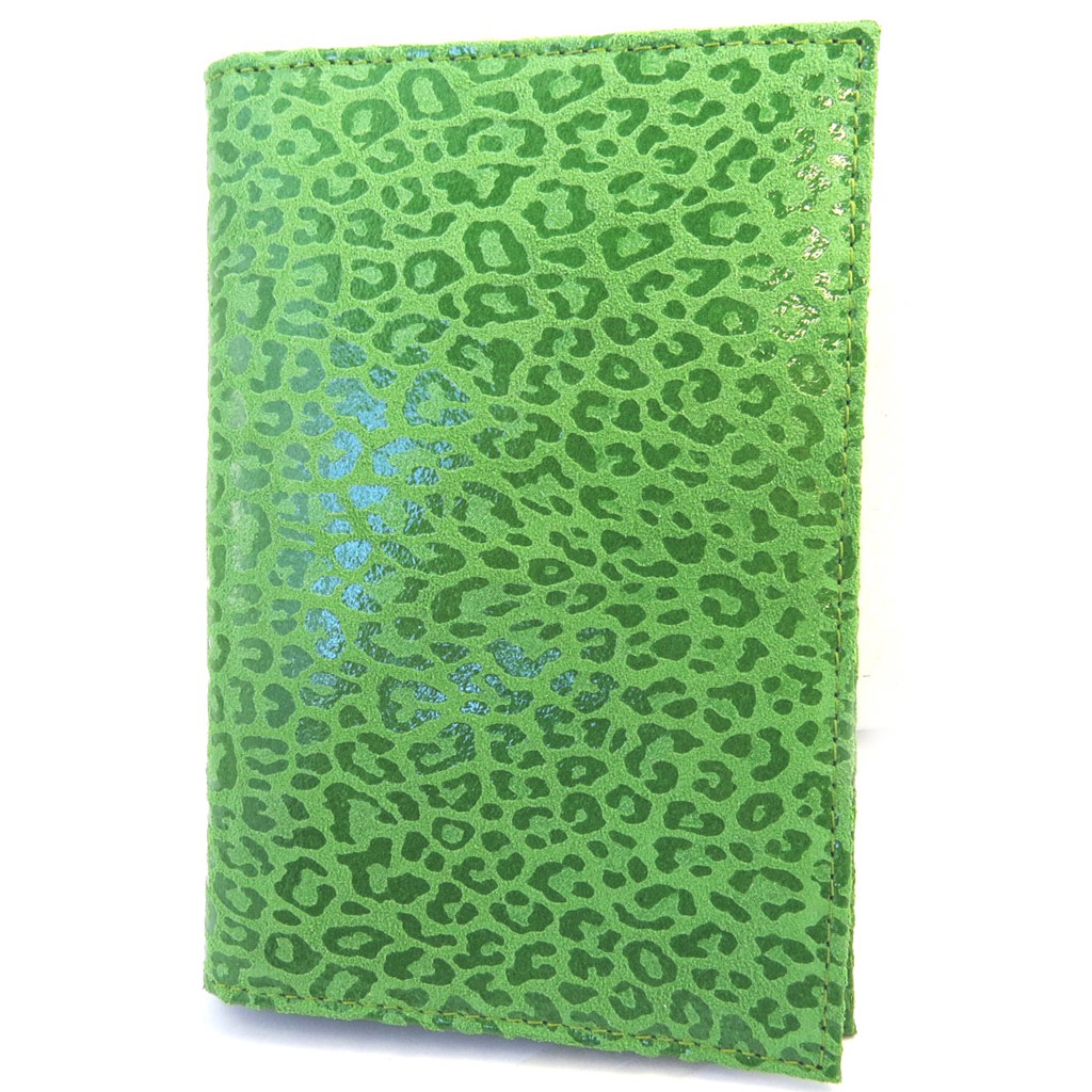 Porte Papiers de voiture Cuir \'Frandi\' vert pomme léopard (ultra plat) - [M3491]