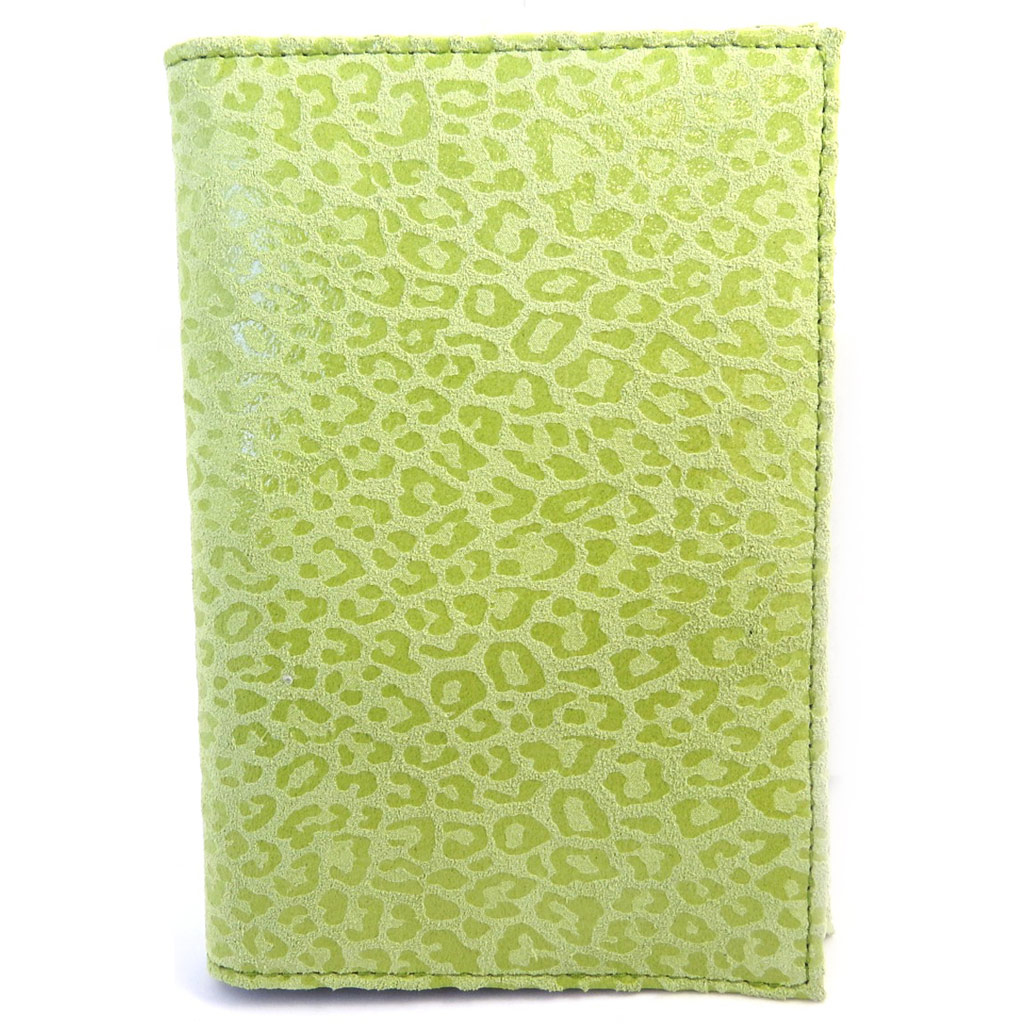 Porte Papiers de voiture Cuir \'Frandi\' vert anis léopard (ultra plat) - [M3492]