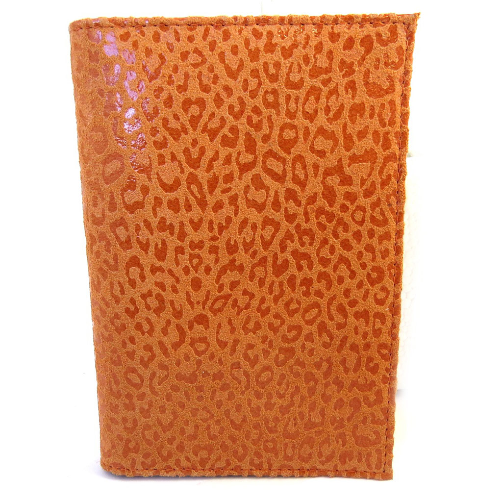 Porte Papiers de voiture Cuir \'Frandi\' orange léopard (ultra plat) - [M3602]