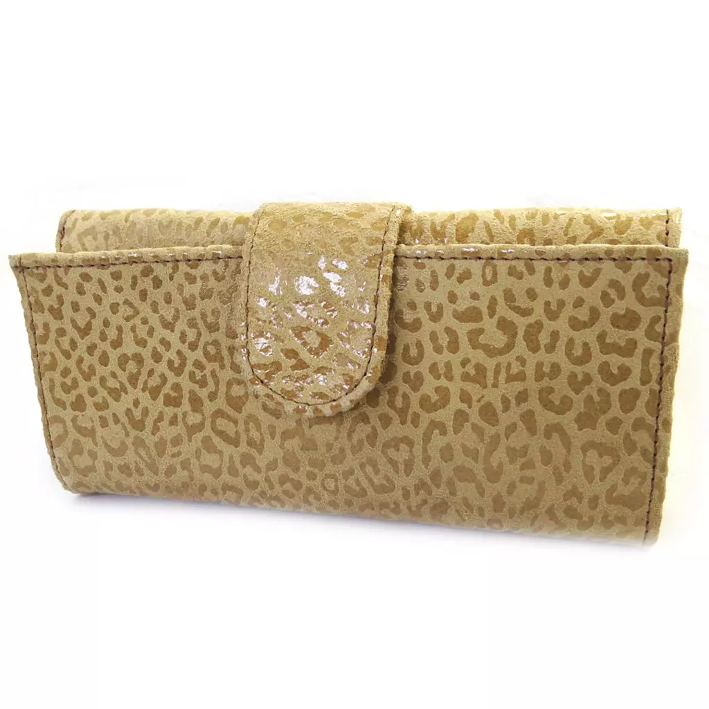 les trésors de lily Grand porte monnaie Cuir 'Frandi' camel (léopard) [M3681]