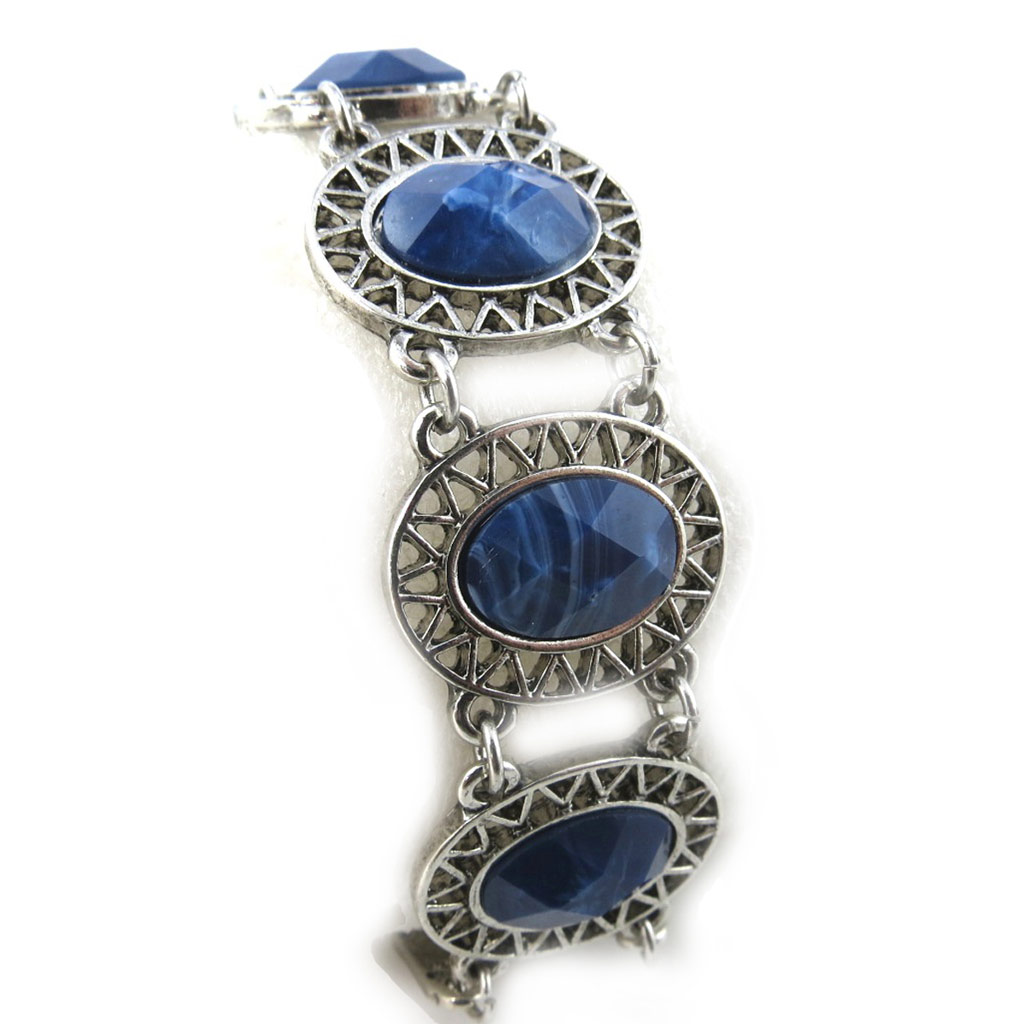 Bracelet créateur \'Minéralia\' bleu argenté - [M4177]