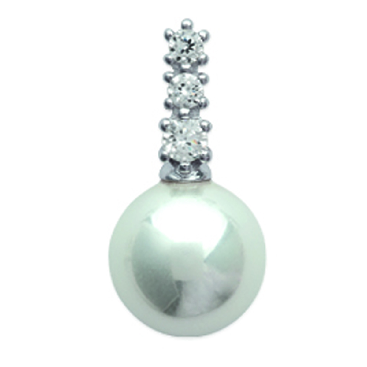 Pendentif Argent \'Sissi\' blanc argenté (rhodié) - perle 8 mm - [M5579]