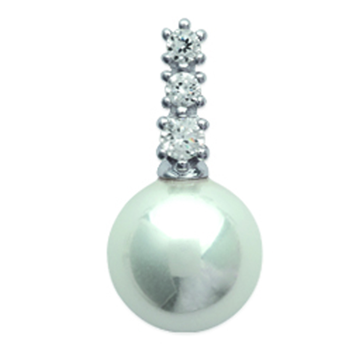 Pendentif Argent \'Sissi\' blanc argenté (rhodié) - perle 8 mm - [M5579]