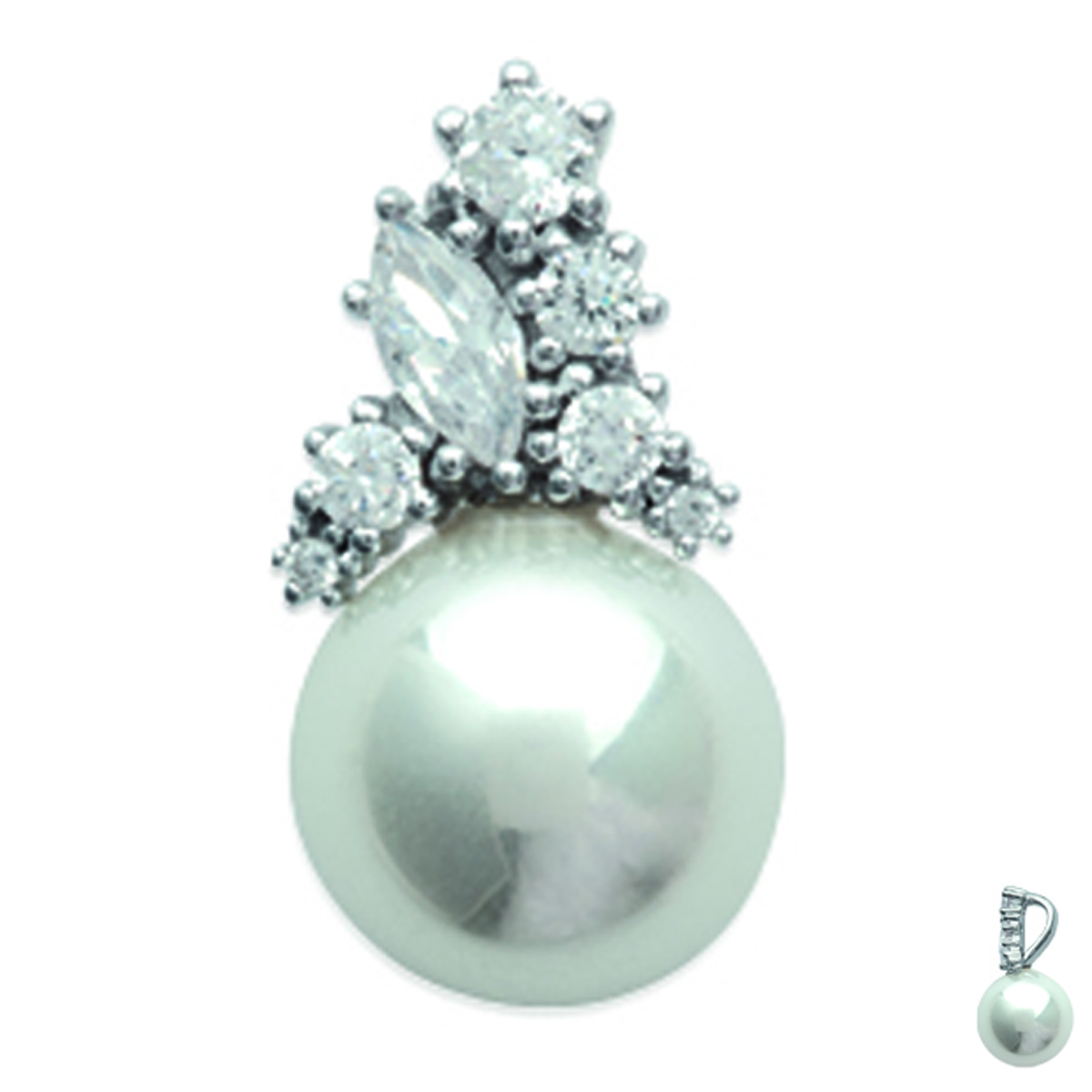 Pendentif Argent \'Sissi\' blanc argenté (rhodié) - 27x9 mm - [M5580]