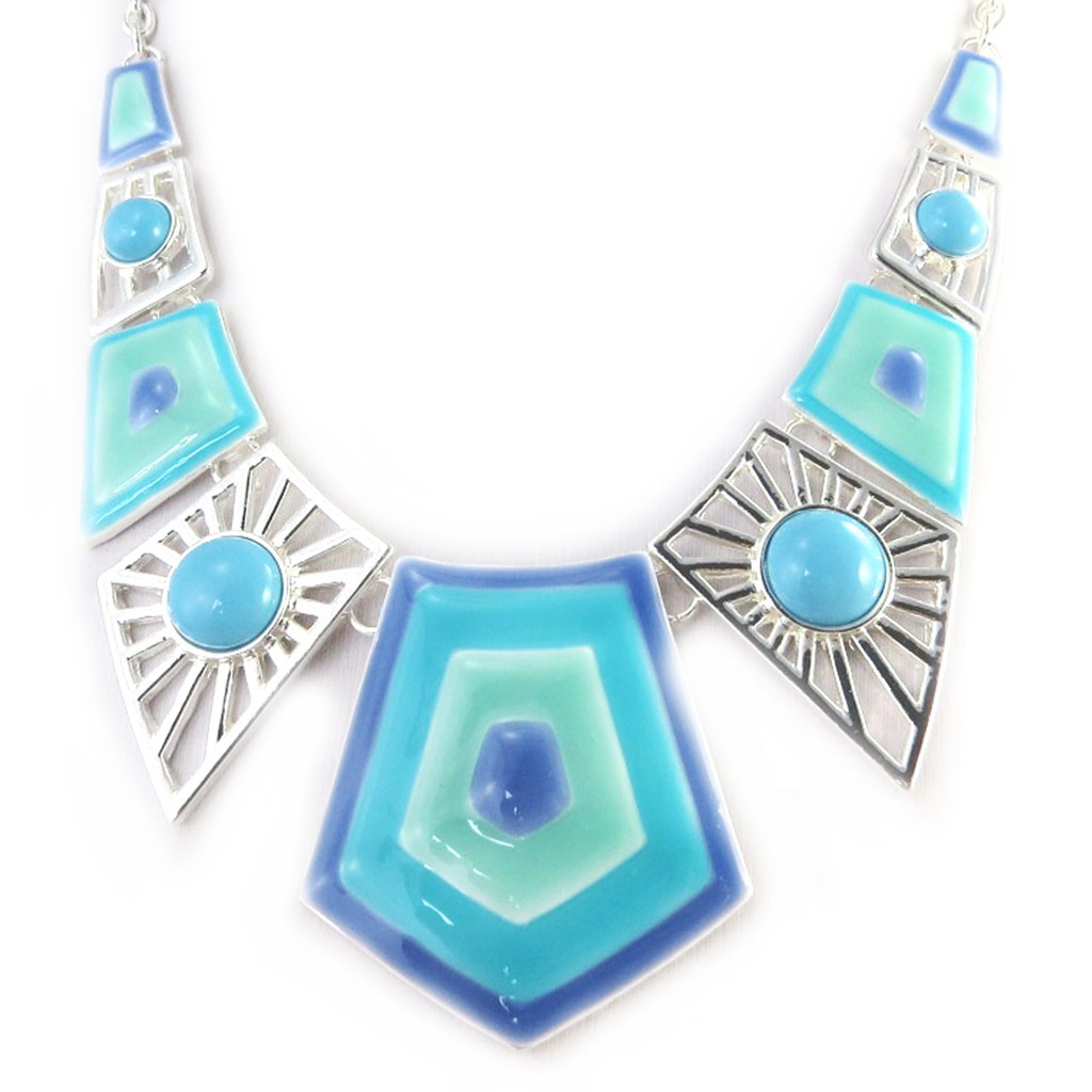 Collier Créateur \'Acapulco\' bleu vert - [M5695]
