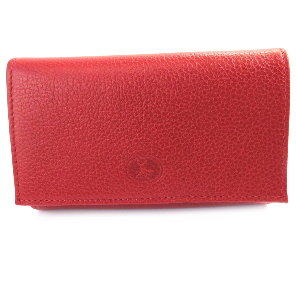 Porte-monnaie Cuir \'Frandi\' rouge grainé - [M6547]