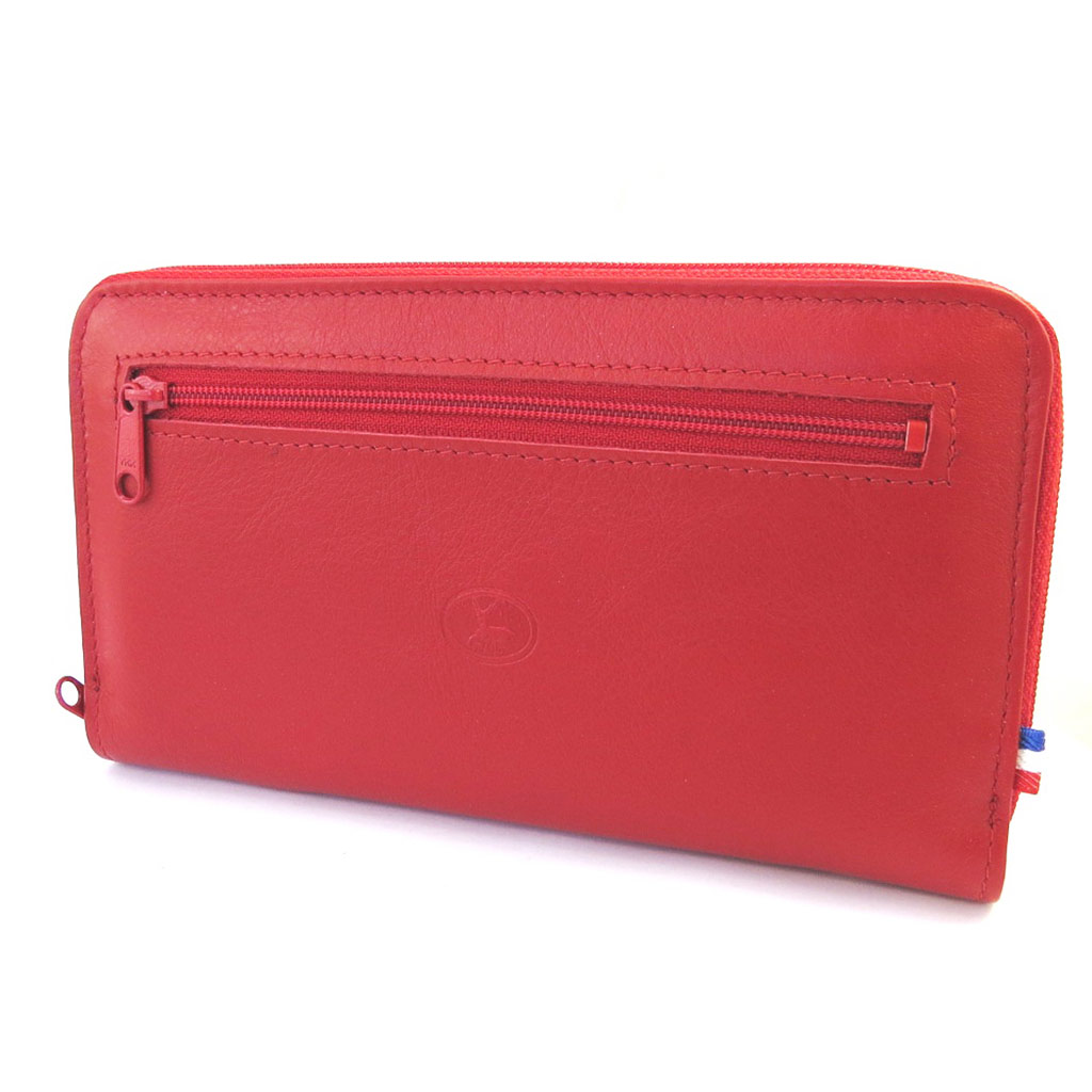 Compagnon Cuir zippé \'Frandi\' rouge - [M6604]