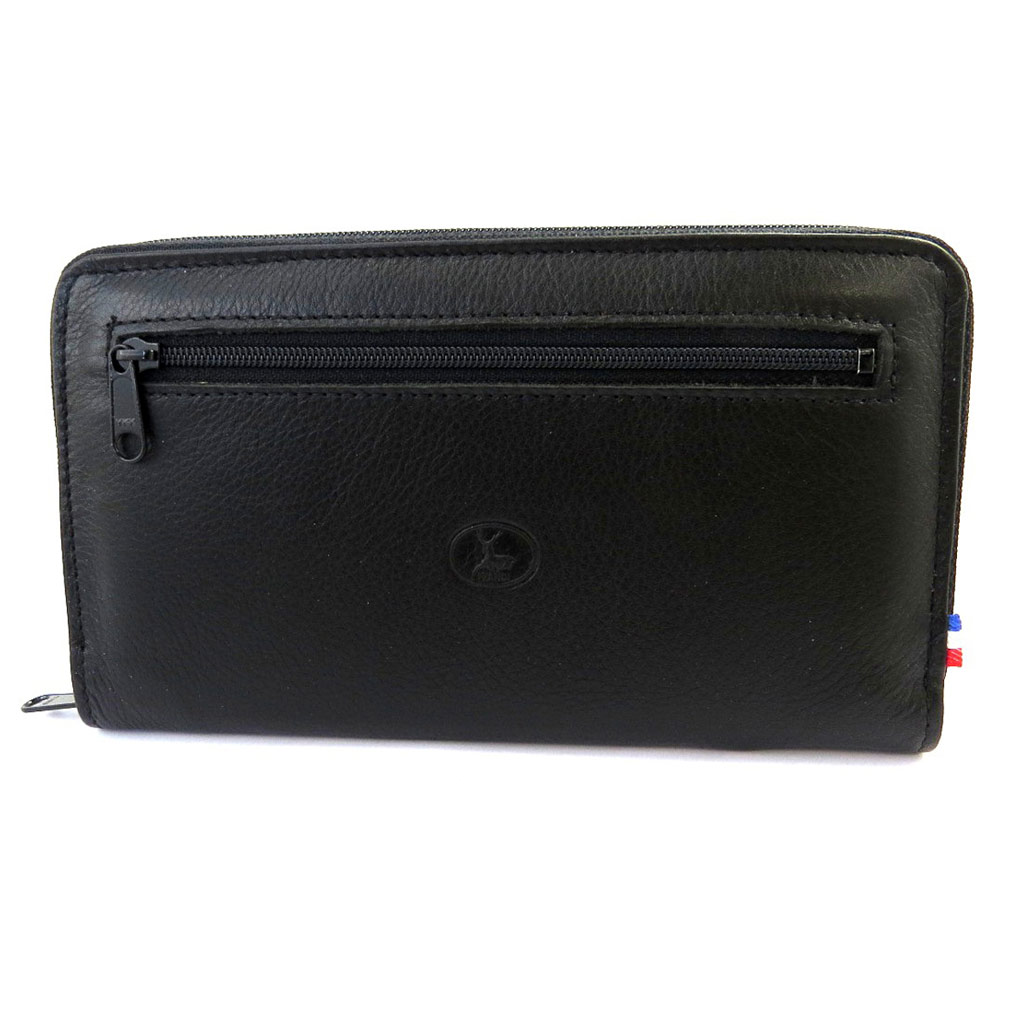 Compagnon Cuir zippé \'Frandi\' noir gris bicolore - [M6609]