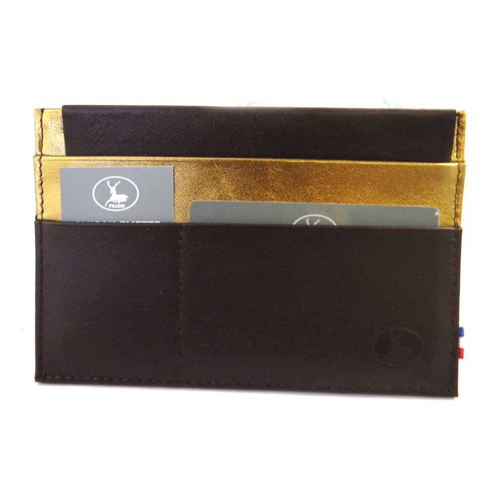 Porte Papiers de voiture Cuir \'Frandi\' marron doré bicolore (ultra plat) - [M6621]