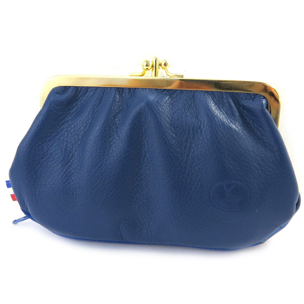 Porte-monnaie Cuir \'Frandi\' bleu bicolore - [M6656]