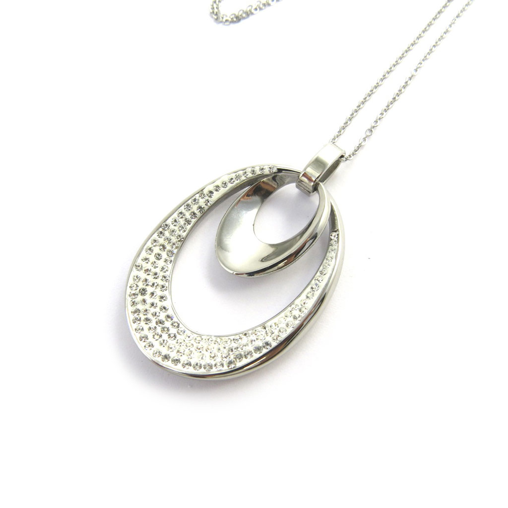 Collier acier \'Calypso\' blanc argenté - [M7186]