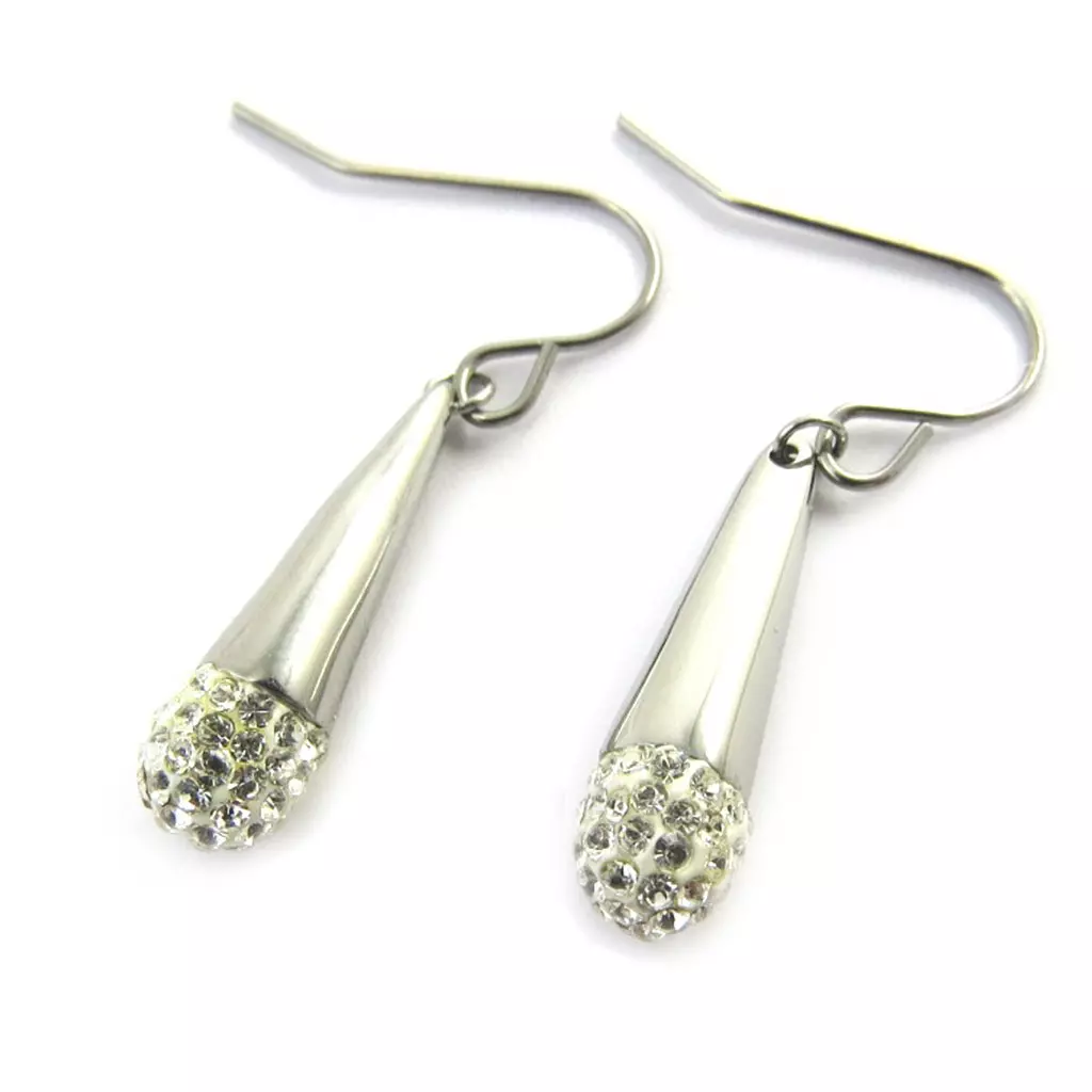 les trésors de lily Boucles acier 'Calypso' blanc argenté [M7187]