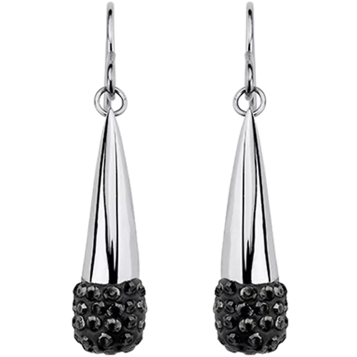 les trésors de lily Boucles acier 'Calypso' noir argenté [M7203]
