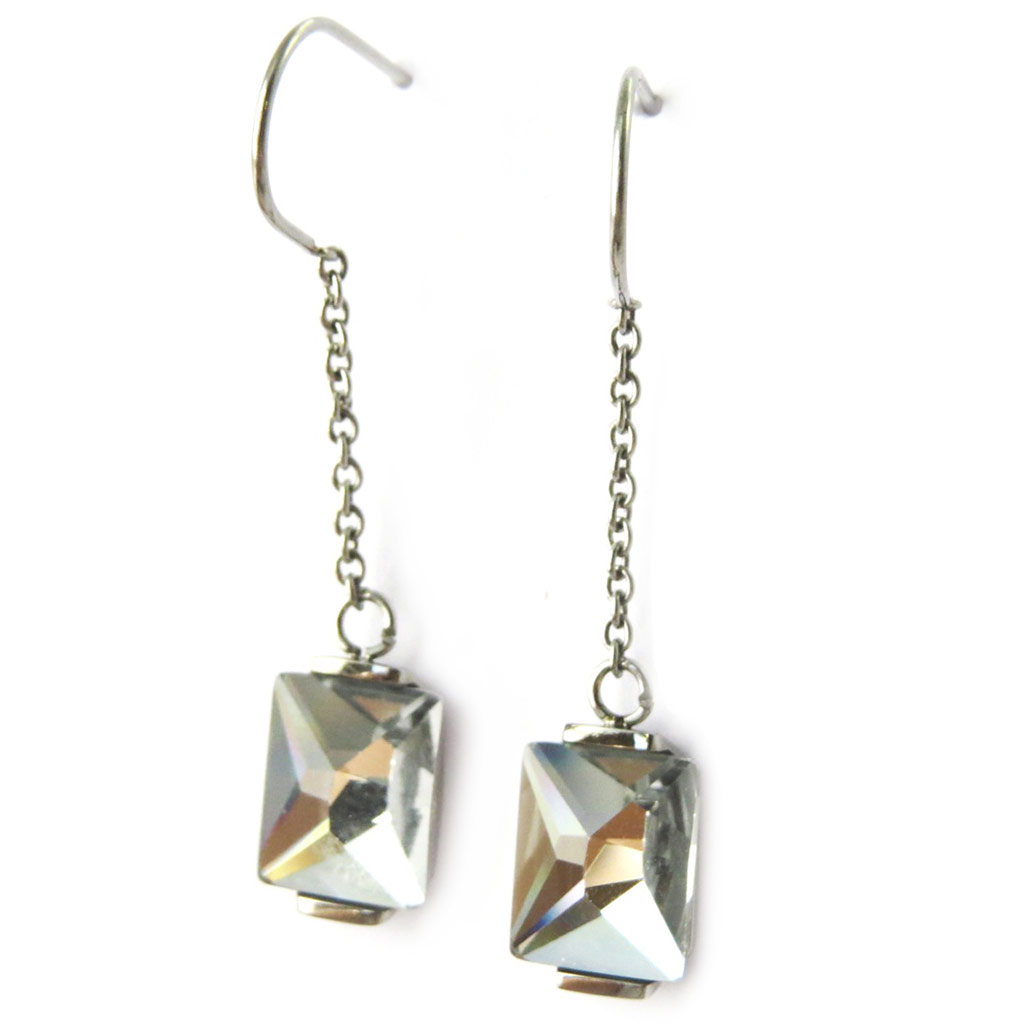 Boucles acier \'Calypso\' blanc argenté - [M7210]