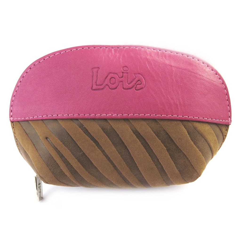 Porte-monnaie cuir \'Lois Jean\' rose marron - [M7362]