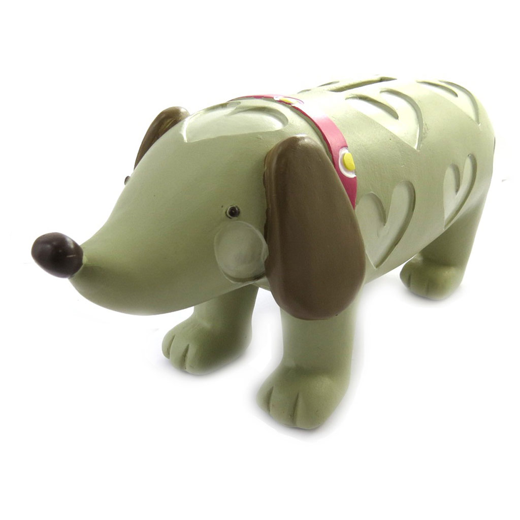 Tirelire résine \'Chien Tequel\' vert - 195x85x70 mm - [M7747]