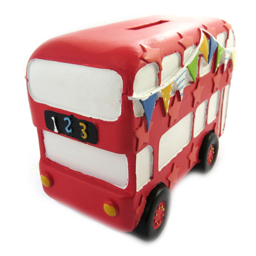 Tirelire résine \'Bus Anglais\' rouge (2 étages) - 12x9x6 cm - [M7749]