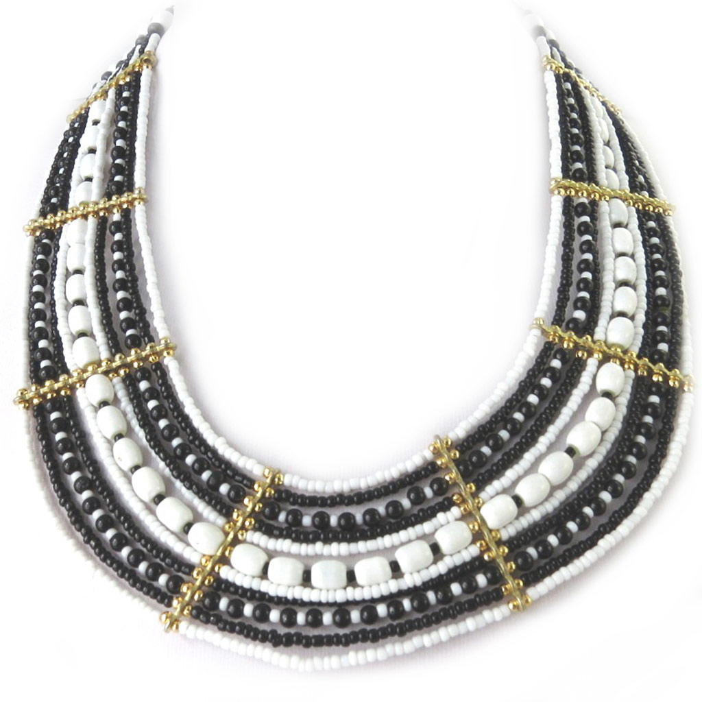 Collier Créateur \'Altai\' noir blanc - [M8036]