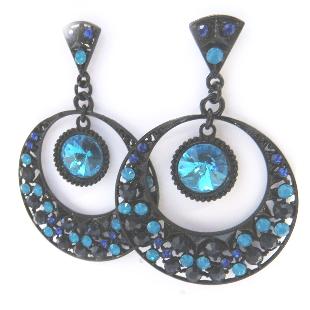 Boucles créateur \'Sissi\' bleu turquoise - [M8114]