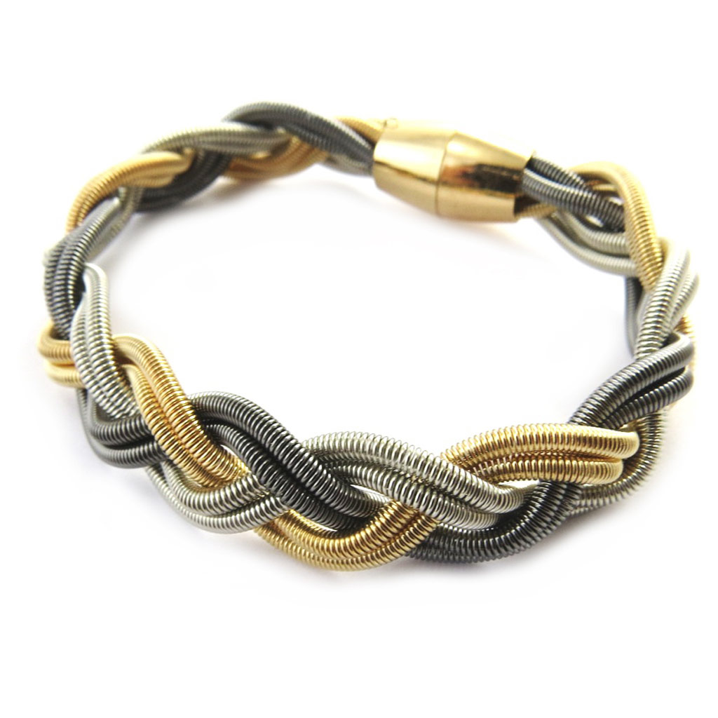 Bracelet créateur \'Tresses\' 3 tons - [M8195]