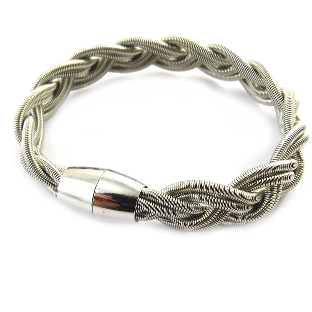 Bracelet créateur \'Tresses\' argenté - [M8196]