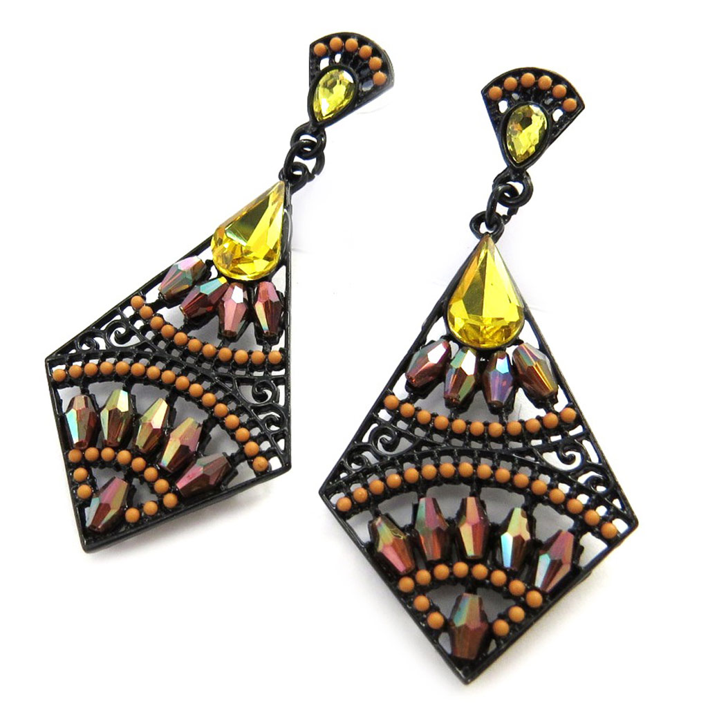 Boucles créateur \'Sissi\' jaune marron - [M8224]