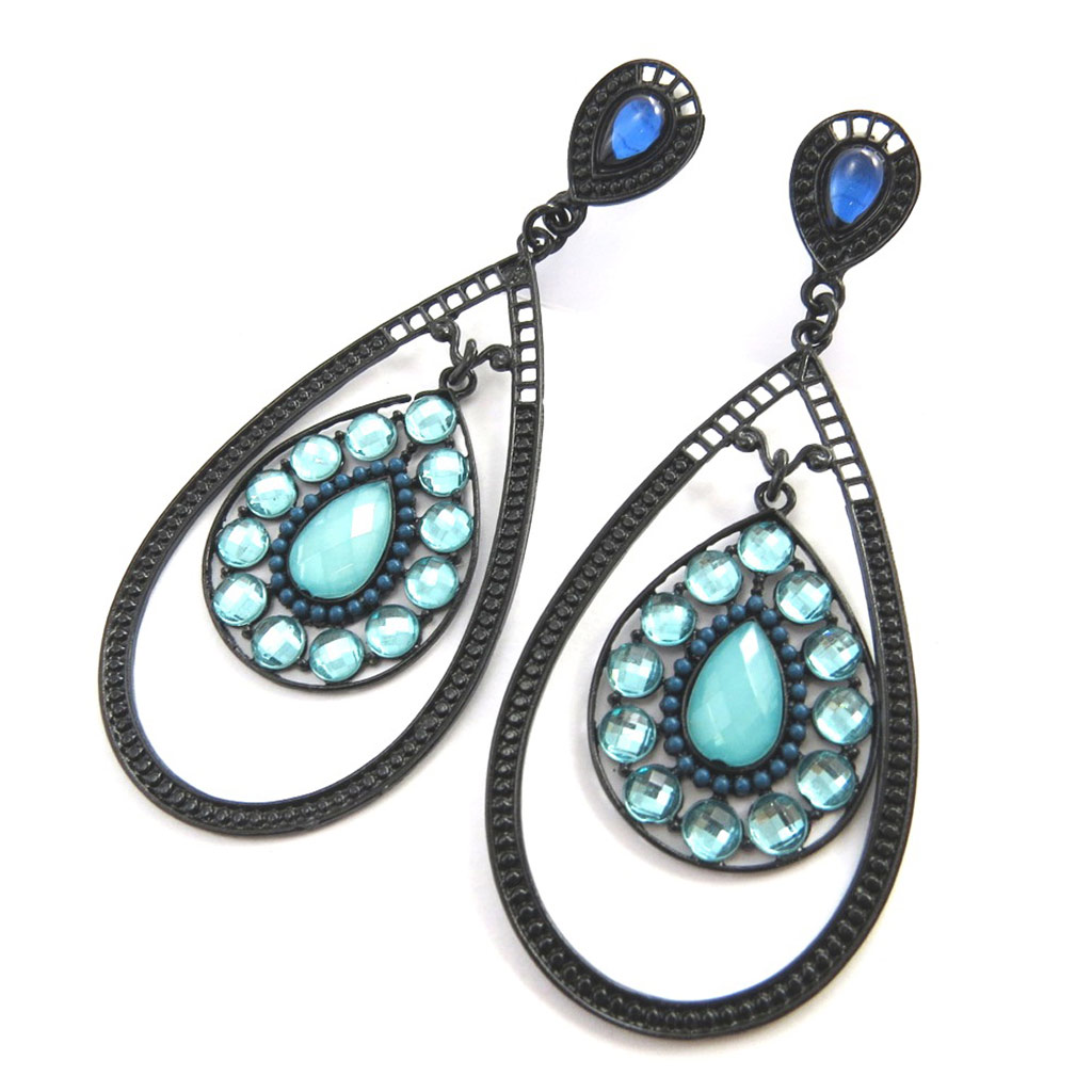 Boucles créateur \'Sissi\' bleu noir - [M8228]