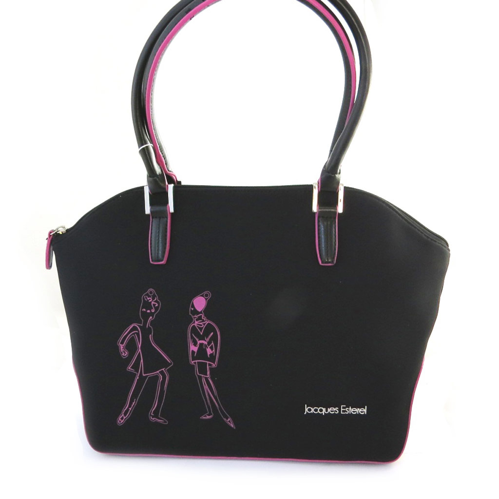 Sac shopping \'Jacques Esterel\' noir rose - [M8664]