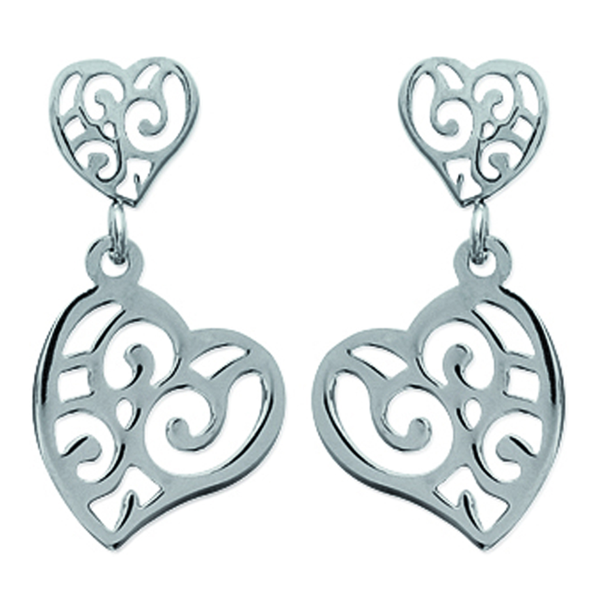 Boucles acier \'Carmen\' argenté (love) - 22x11 mm - [M8811]