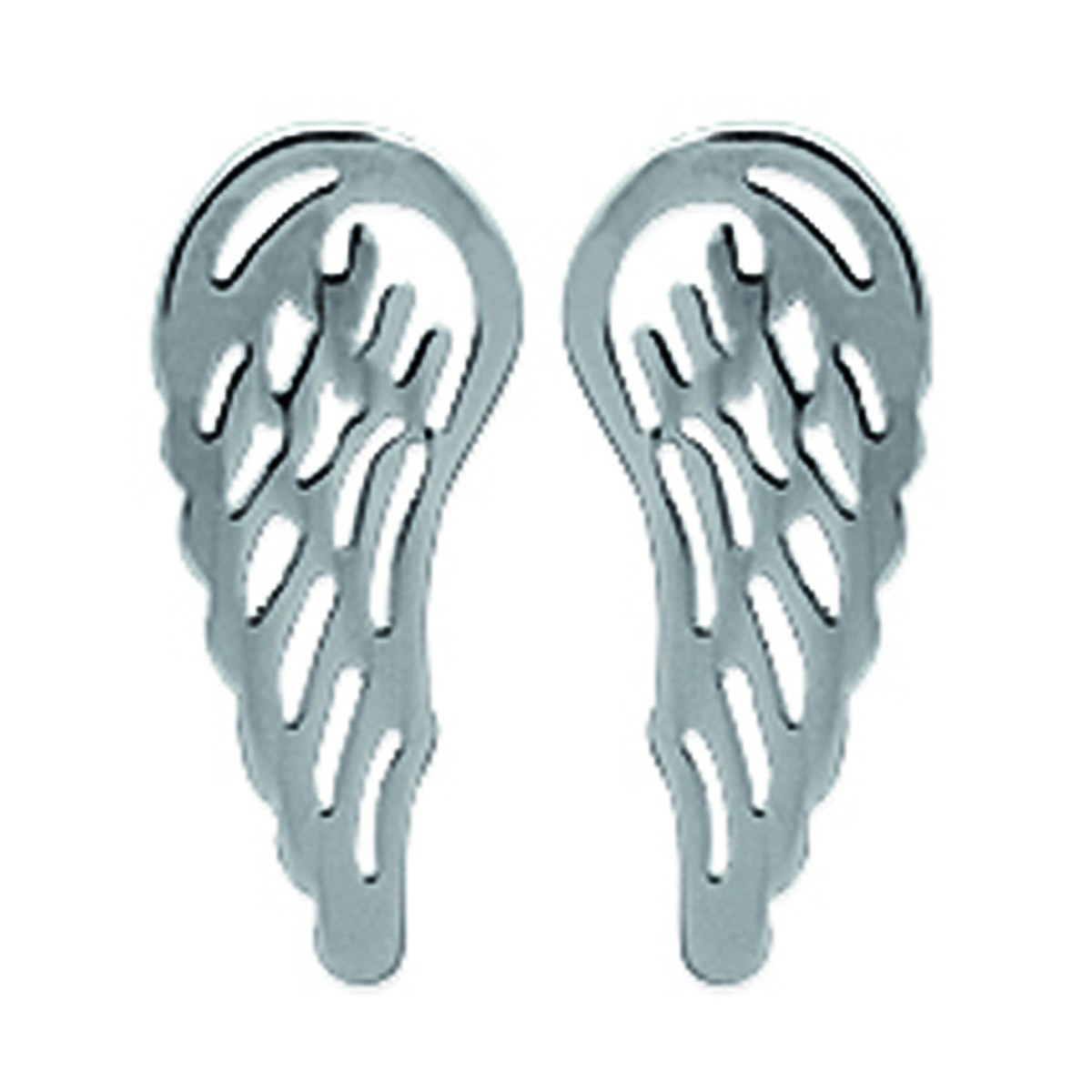 Boucles Acier \'Les Ailes d\'Ange\' argenté - 14x5 mm - [M8817]