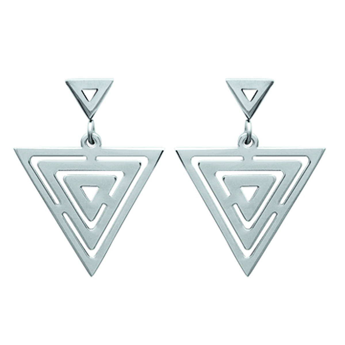 Boucles acier \'Triangle\' argenté - 18x15 mm - [M8820]