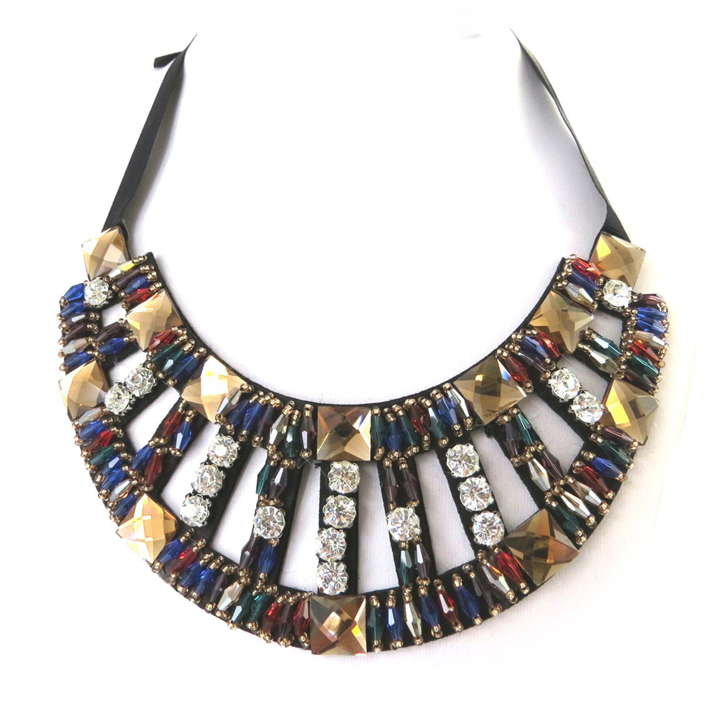 Collier créateur \'Sissi\' noir doré - [M9358]