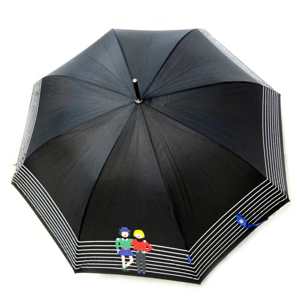 Parapluie canne \'Joy Heart\' noir bleu (Balade) - [M9811]
