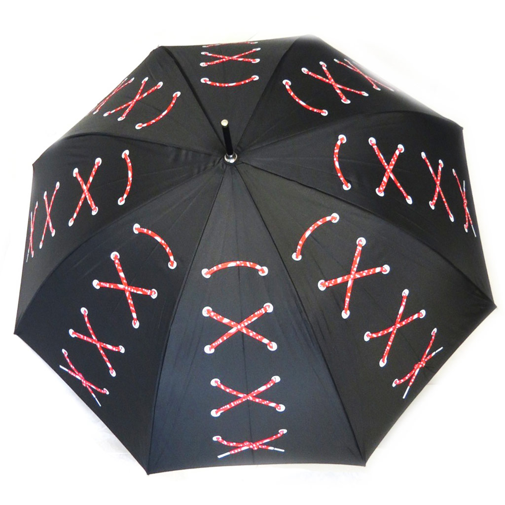 Parapluie canne \'Joy Heart\' noir rouge (Corset) - [M9823]