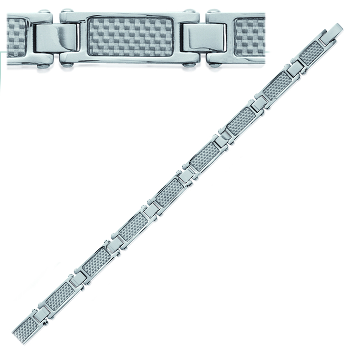 Bracelet Acier \'Peaceful\' gris argenté - 21 cm 7 mm - [M9951]